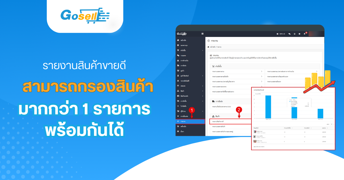 รายงานสินค้าขายดี : สามารถกรองสินค้าได้มากกว่า 1 รายการพร้อมกันได้ในครั้งเดียว