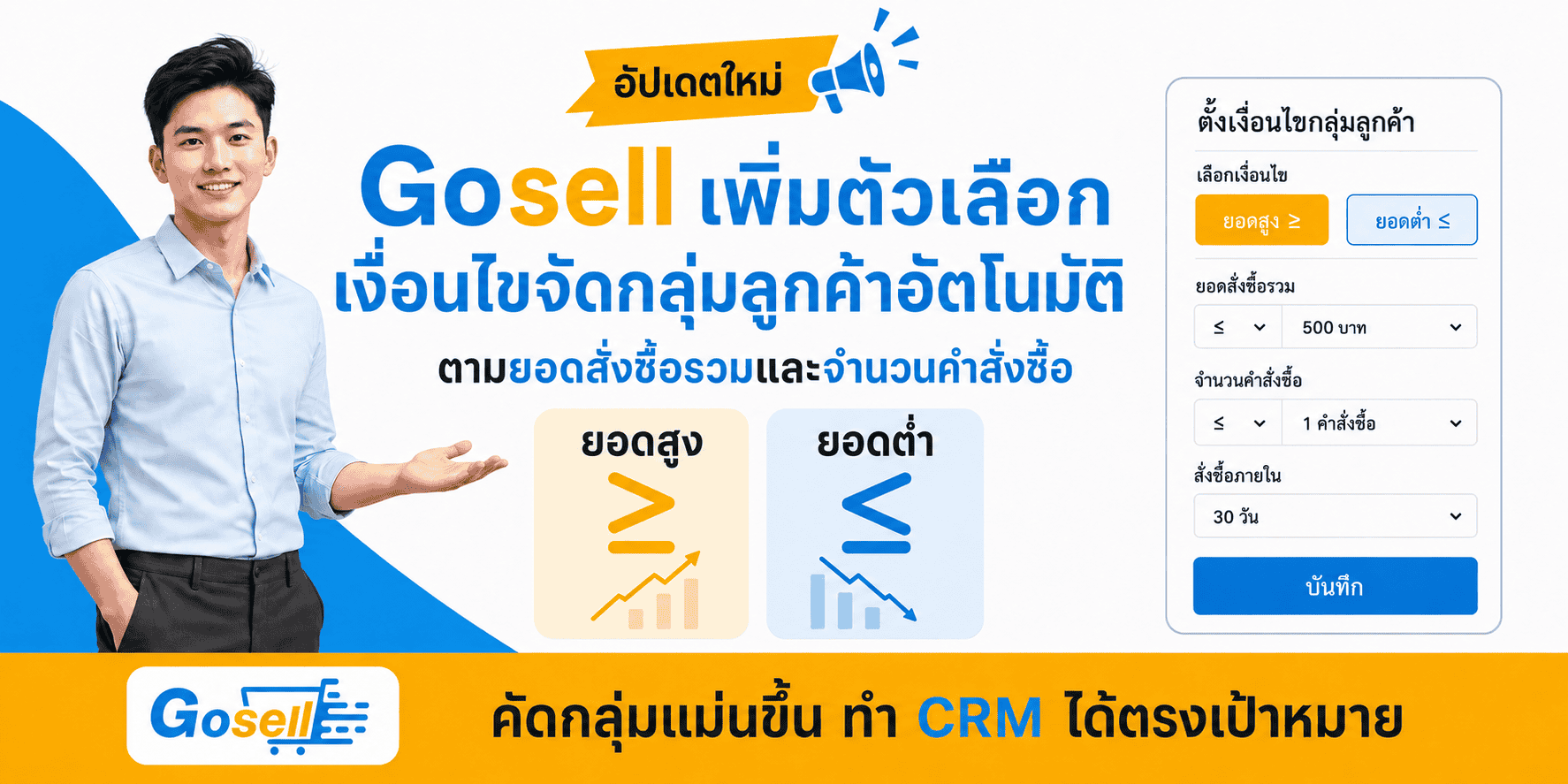 การจัดกลุ่มลูกค้าอัตโนมัติ ตามยอดรวมคำสั่งซื้อ